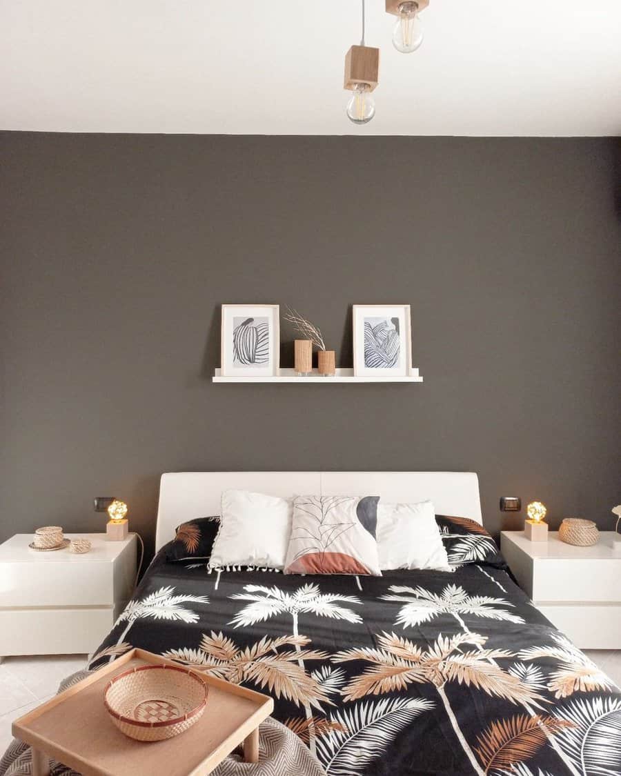 Farmhouse black and white bedroom