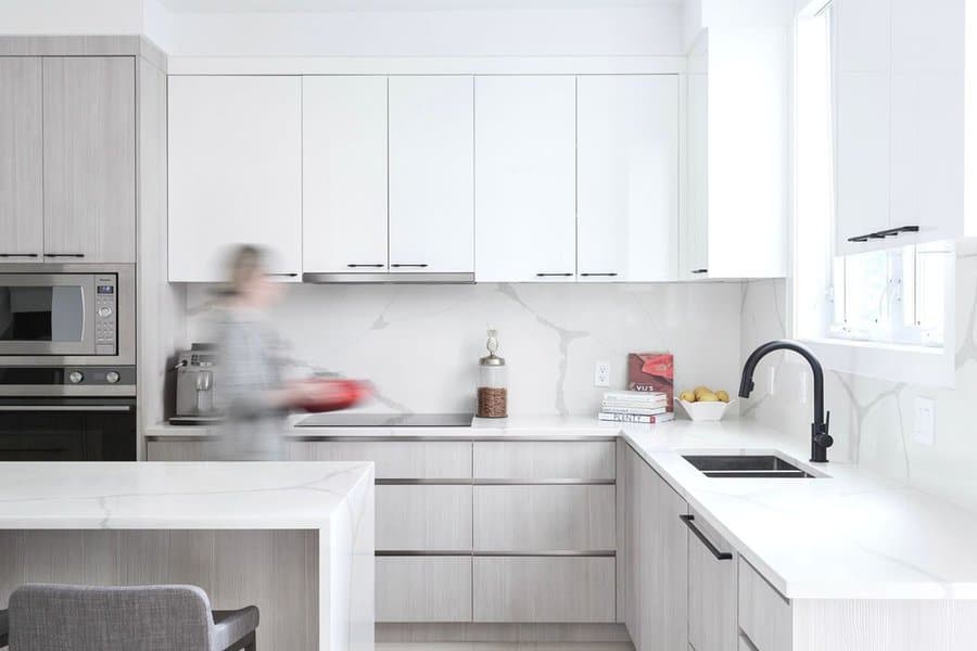 White washed wood cabinets 