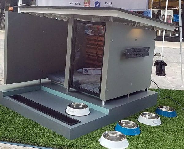 Modern dog house with windows