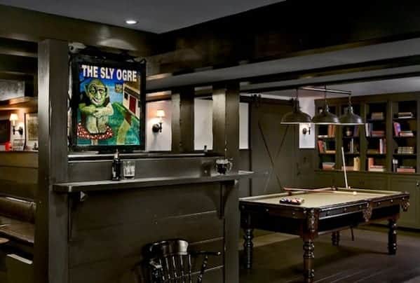 Man cave with pool table