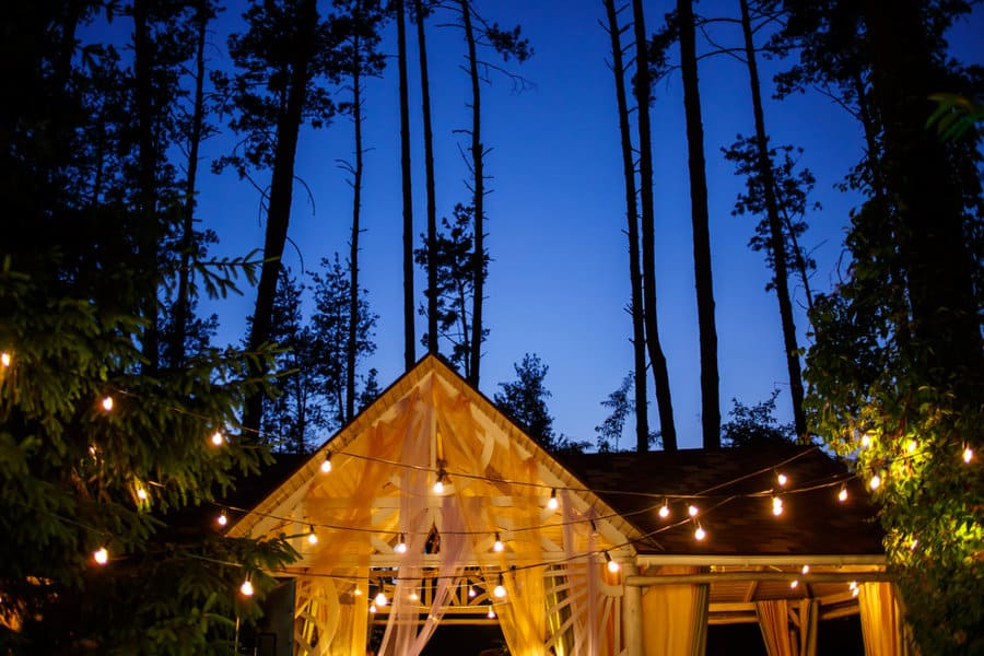 Pavilion with string lights