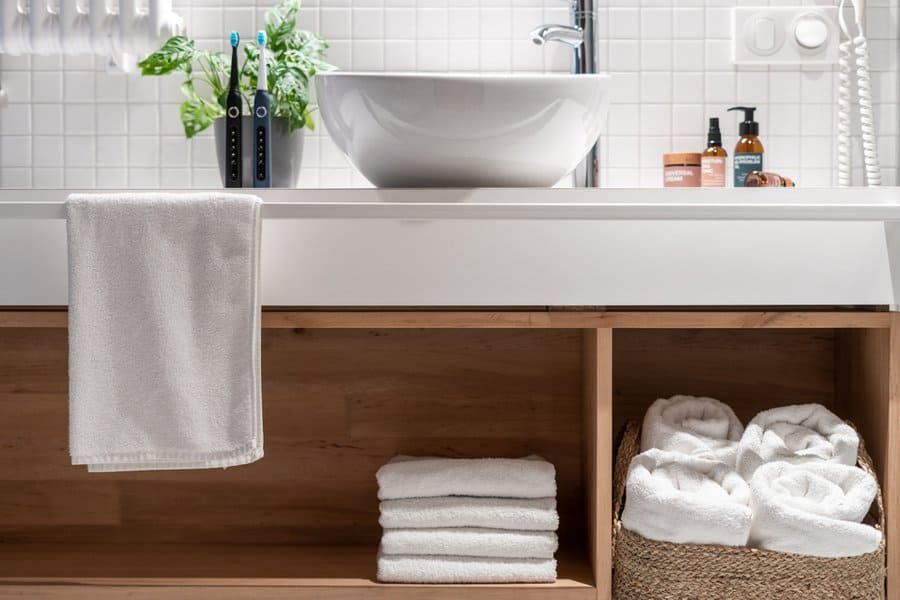 Under the sink towel storage