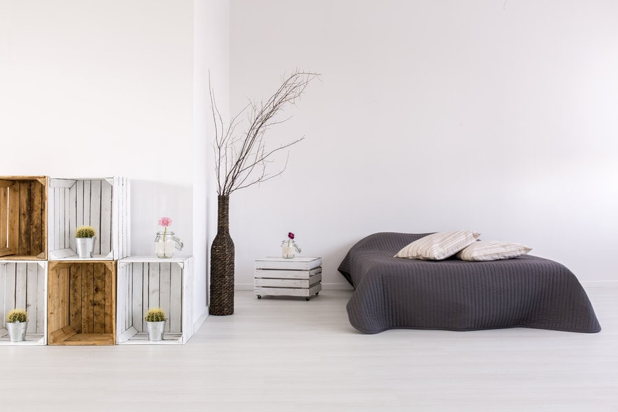 DIY crate box as floor shelves